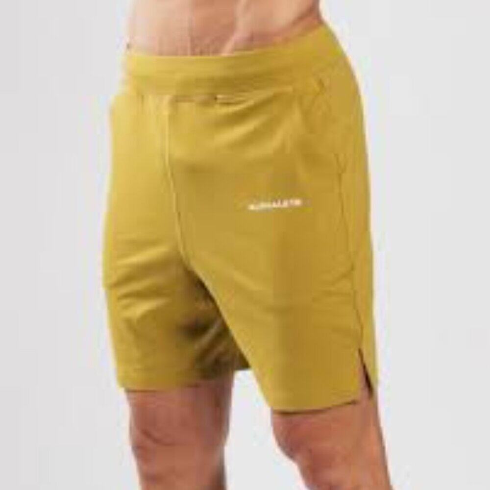 NWT Alphalete Mens Trace Short  Mustard Pockets Size S